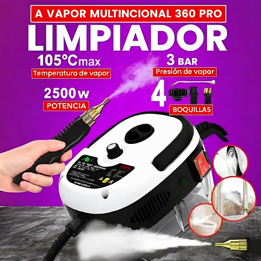 VAPORIZADOR MULTIFUNCIONAL 360 PRO ™ – Limpieza profunda y sin químicos | 💨 Ideal para casa, auto y oficina