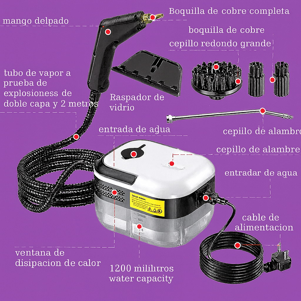 VAPORIZADOR MULTIFUNCIONAL 360 PRO ™ – Limpieza profunda y sin químicos | 💨 Ideal para casa, auto y oficina