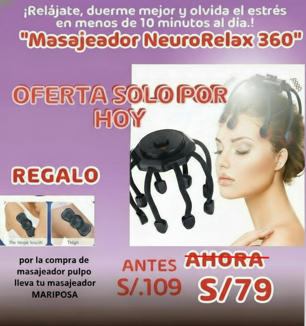 MASAJEADOR NEURORELAX 360 INALAMBRICO + REGALO MASAJEADOR MARIPOSA