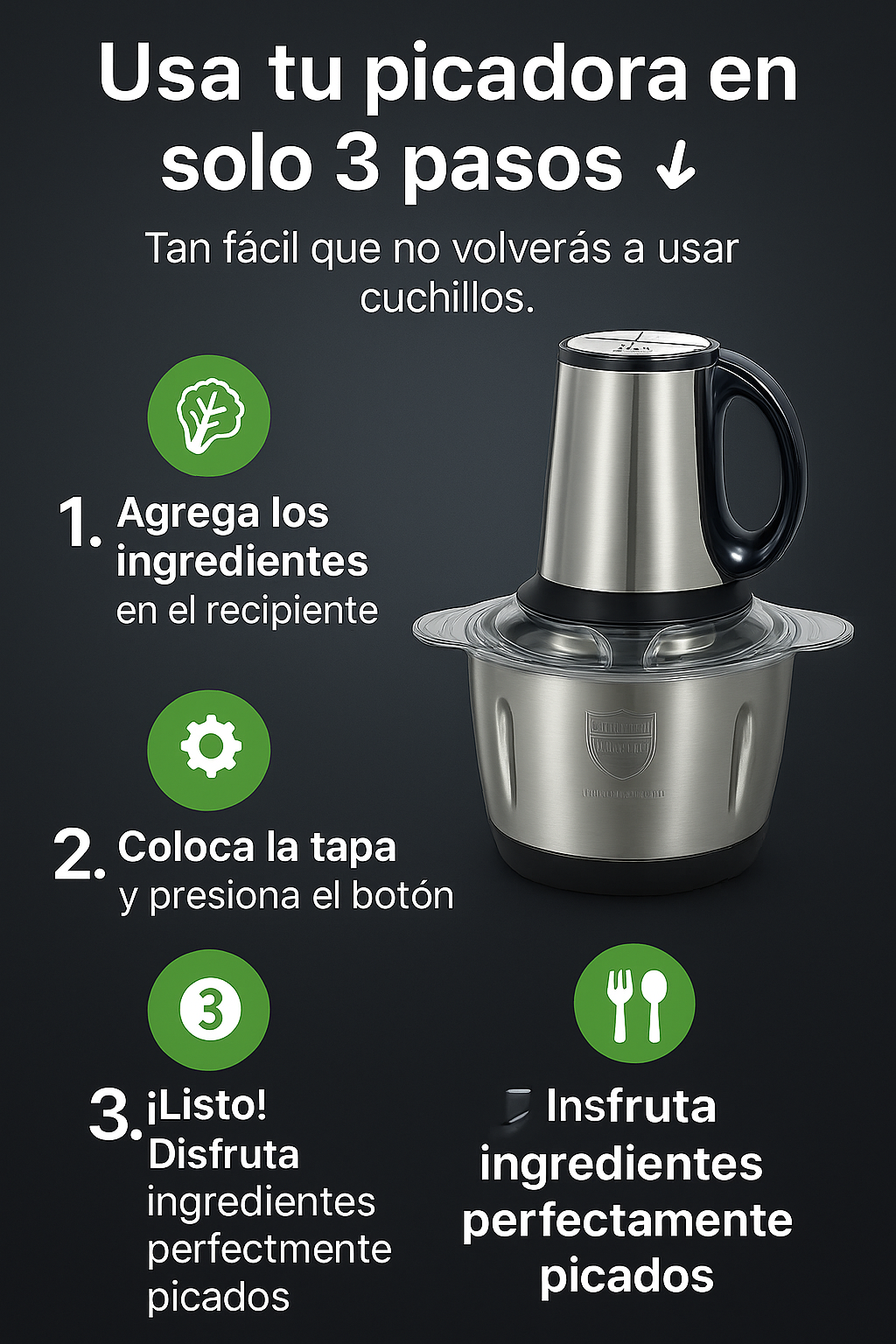 PICADORA MULTIFUNCIONAL DE 3 LITROS.