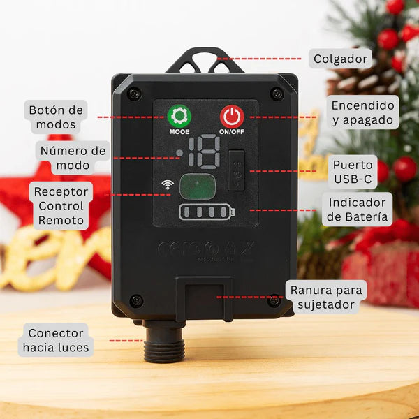 🎄 LUZ NAVIDEÑA SOLAR 50MT – MULTICOLOR y AMBAR CON CONTROL REMOTO 500 FOCOS.