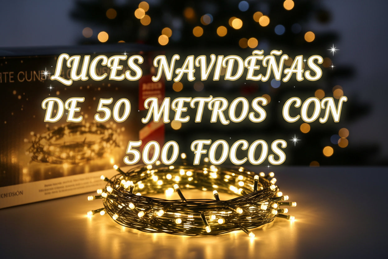 🎄 LUZ NAVIDEÑA SOLAR 50MT – MULTICOLOR y AMBAR CON CONTROL REMOTO 500 FOCOS.